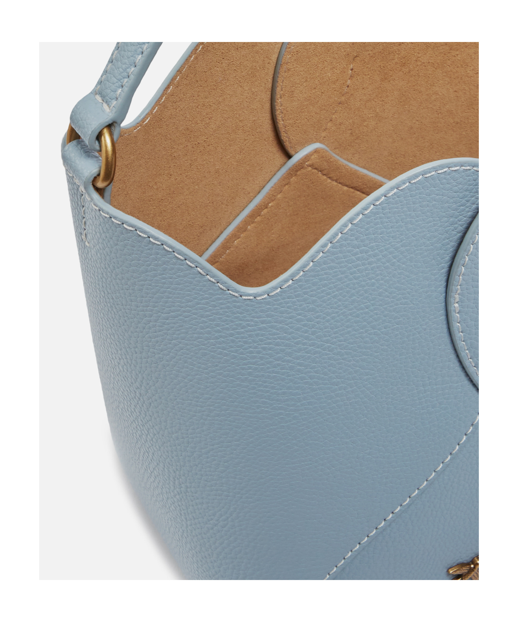 Pinko Heart Leather Mini Crossbody Bucket Bag In Blue