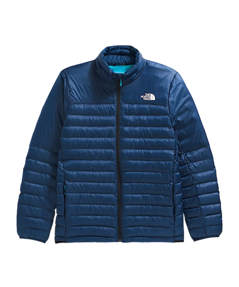The North Face Men Blue Logo Puffer Jacket, S Luxury Jackets For Men Darveys In Blue
