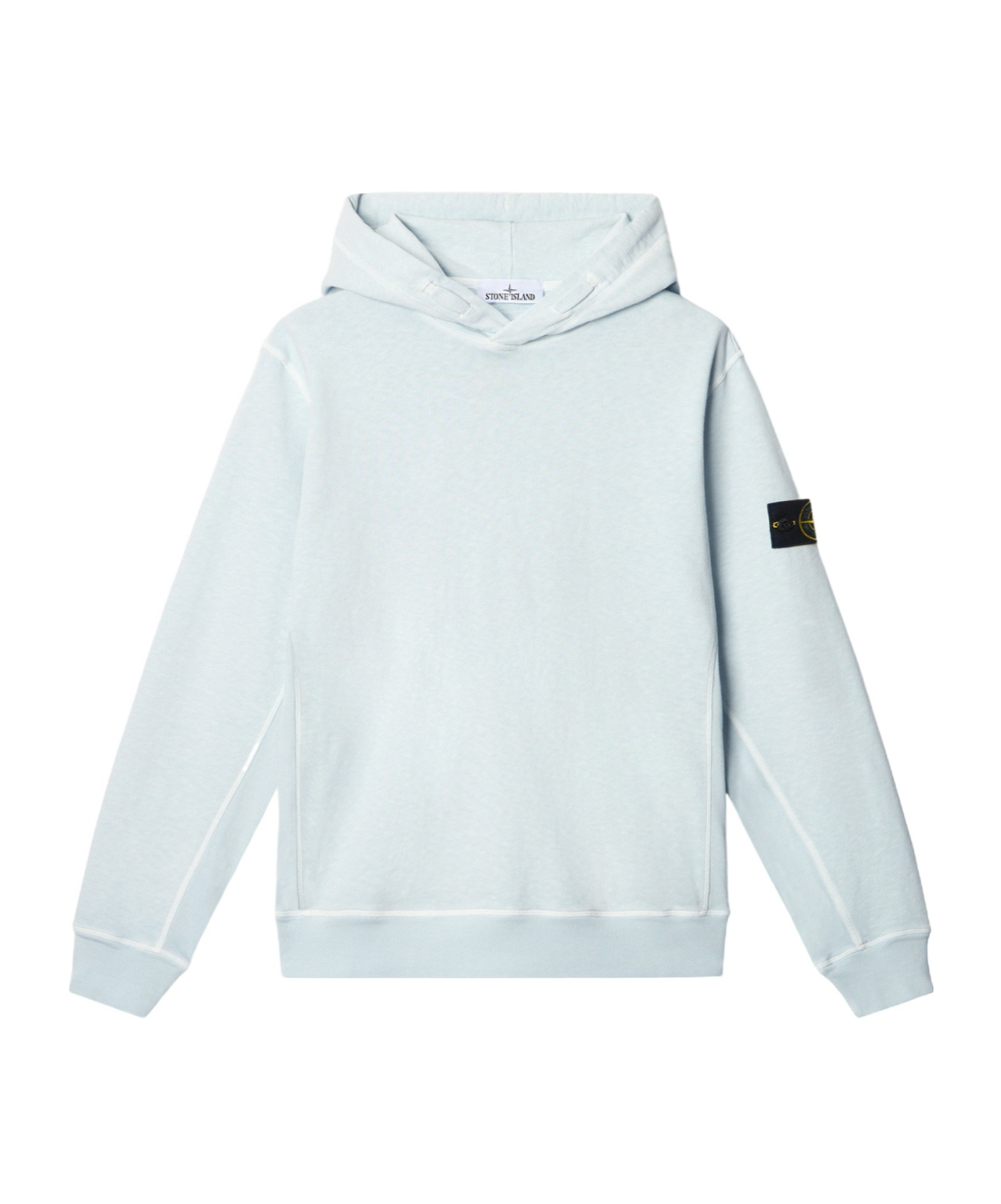 Stone Island Hooded Sweatshirt With Slub Effect In Sky Color