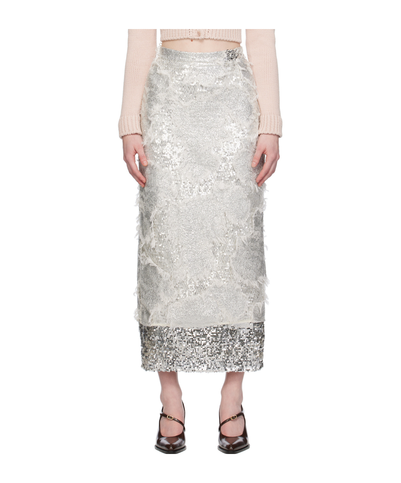 Shop Erdem Layered Mid-length Skirt In White