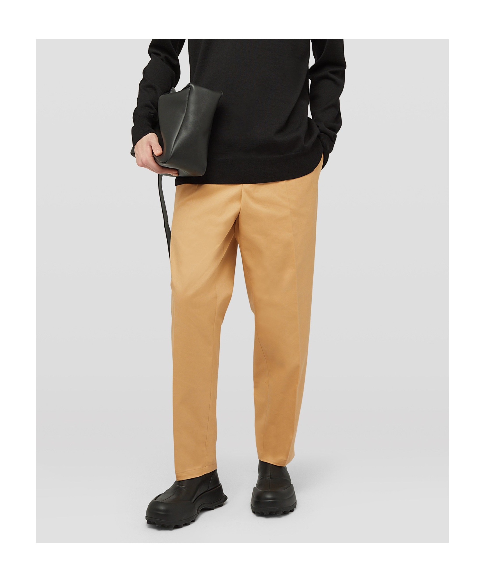 Jil Sander Cotton Gabardine Tapered Trousers In Sand Stone
