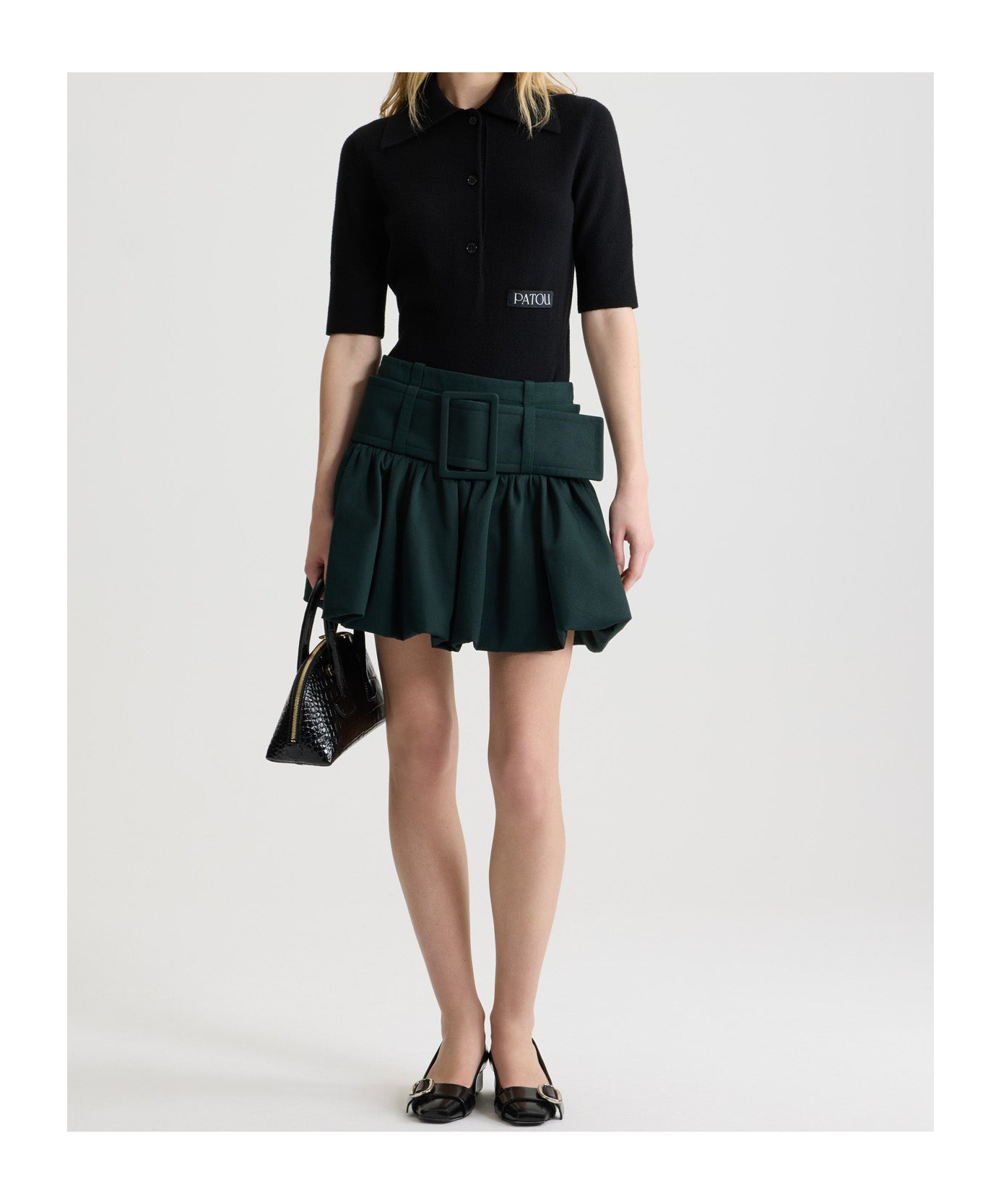 Patou Wool And Cashmere Polo Shirt In Black