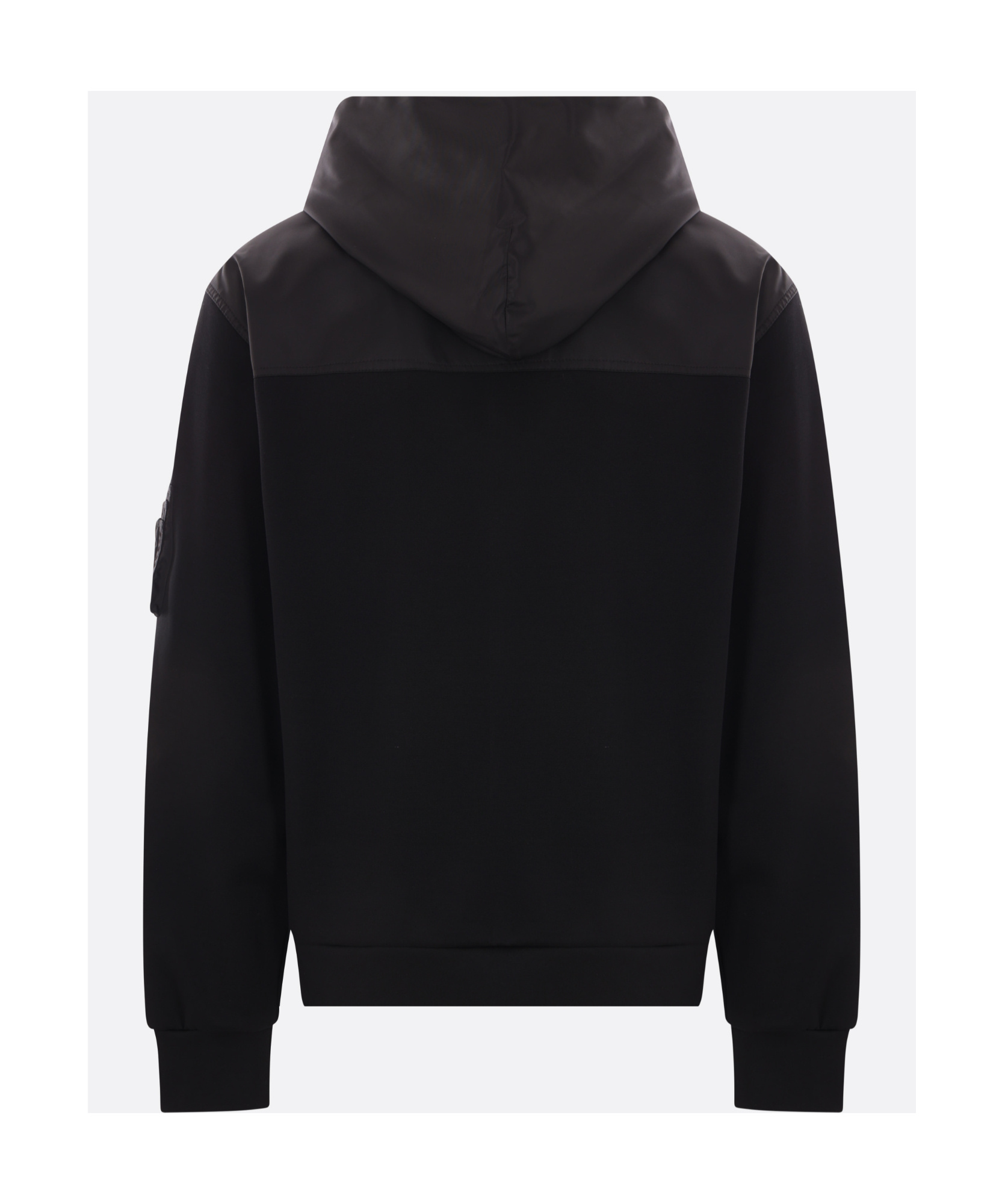 Prada Men's Tonal Cotton And Nylon Hoodie In Black