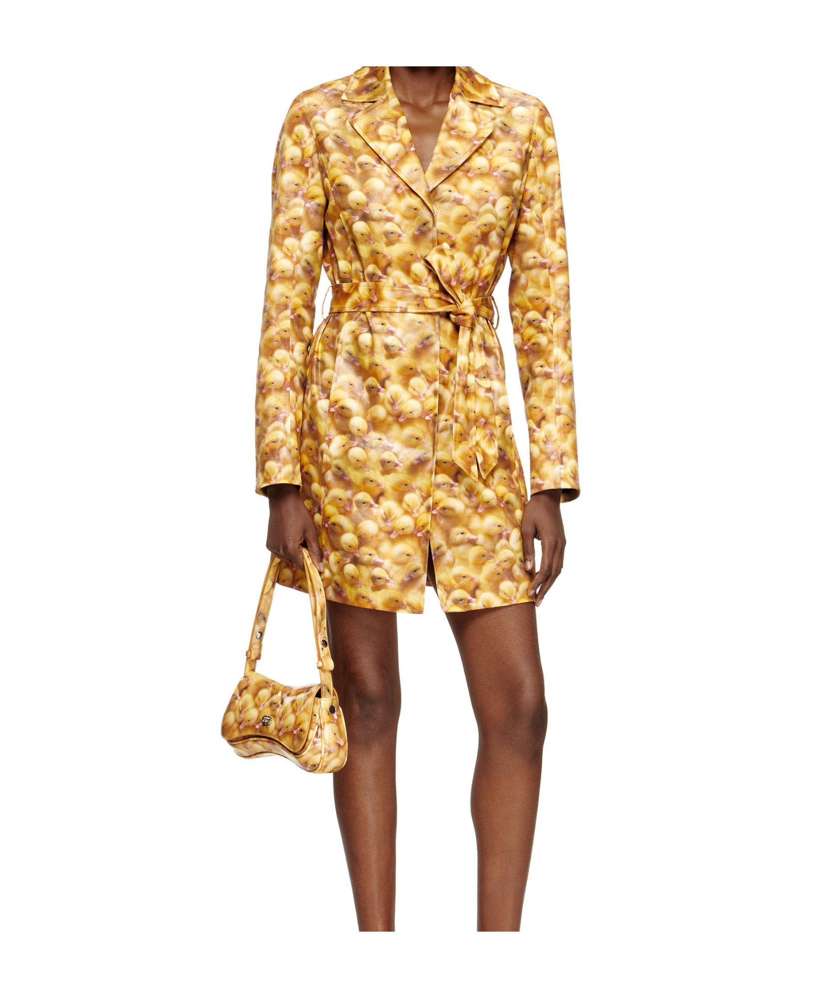Diesel G-oji Duckling-print Belted Coat In Yellow