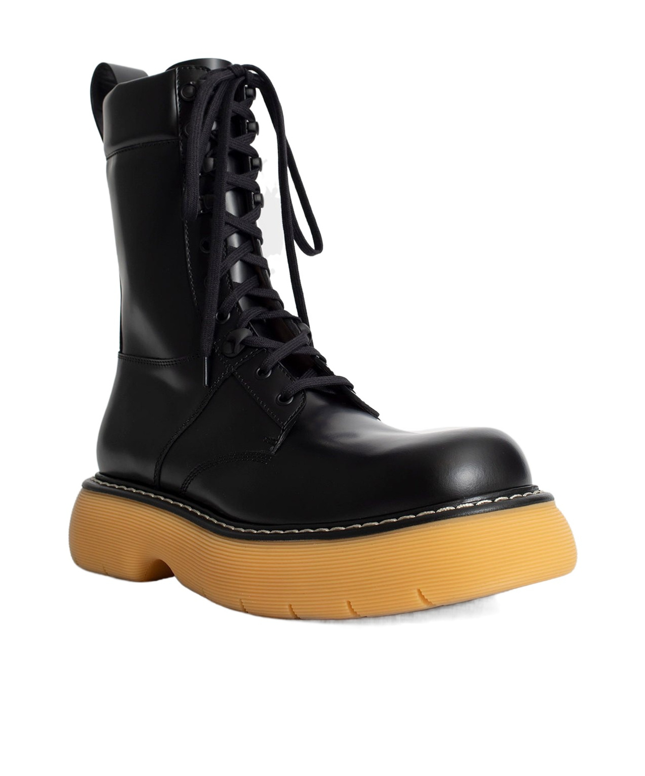 Bottega Veneta 35mm Bounce Brushed Leather Combat Boots In Black