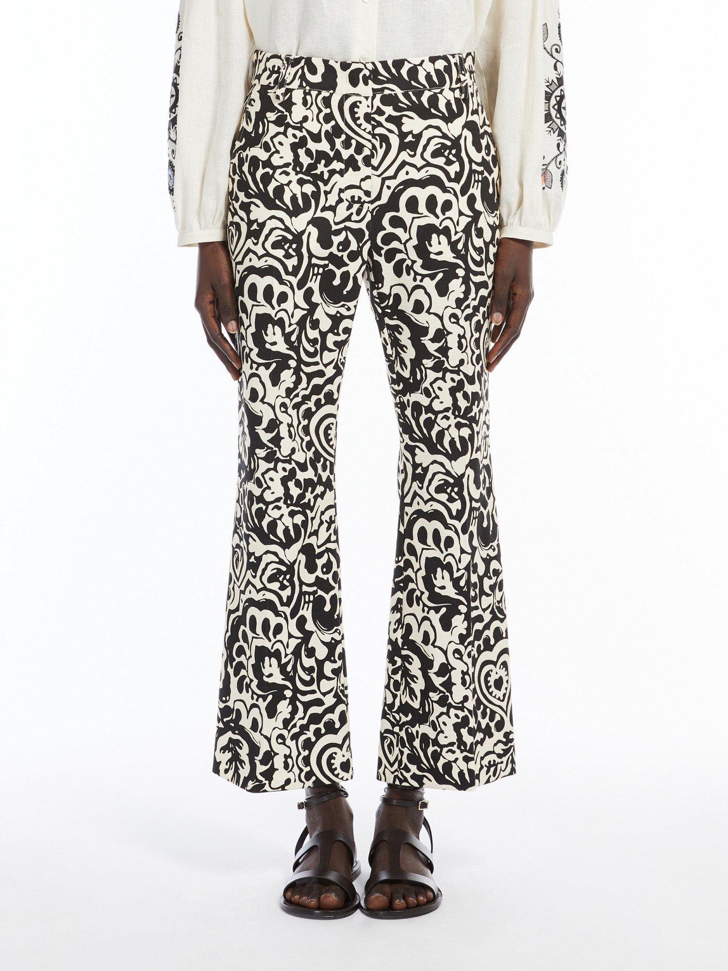Weekend Max Mara Printed Trousers With Pockets And Belt Loops In Black