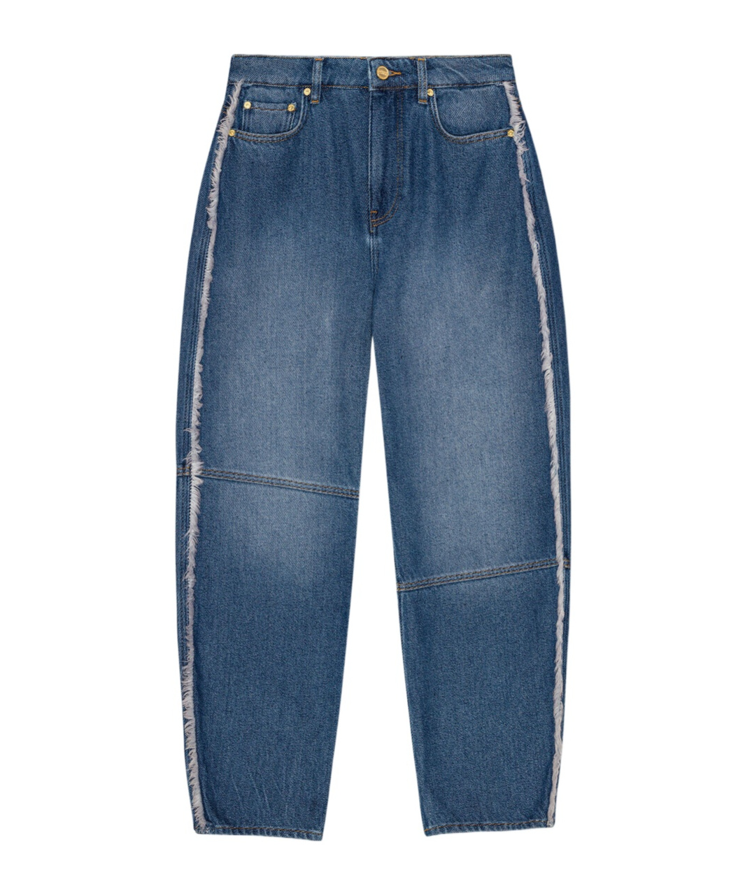 Ganni Heavy Denim Stray In Mid Blue Stone In Blue