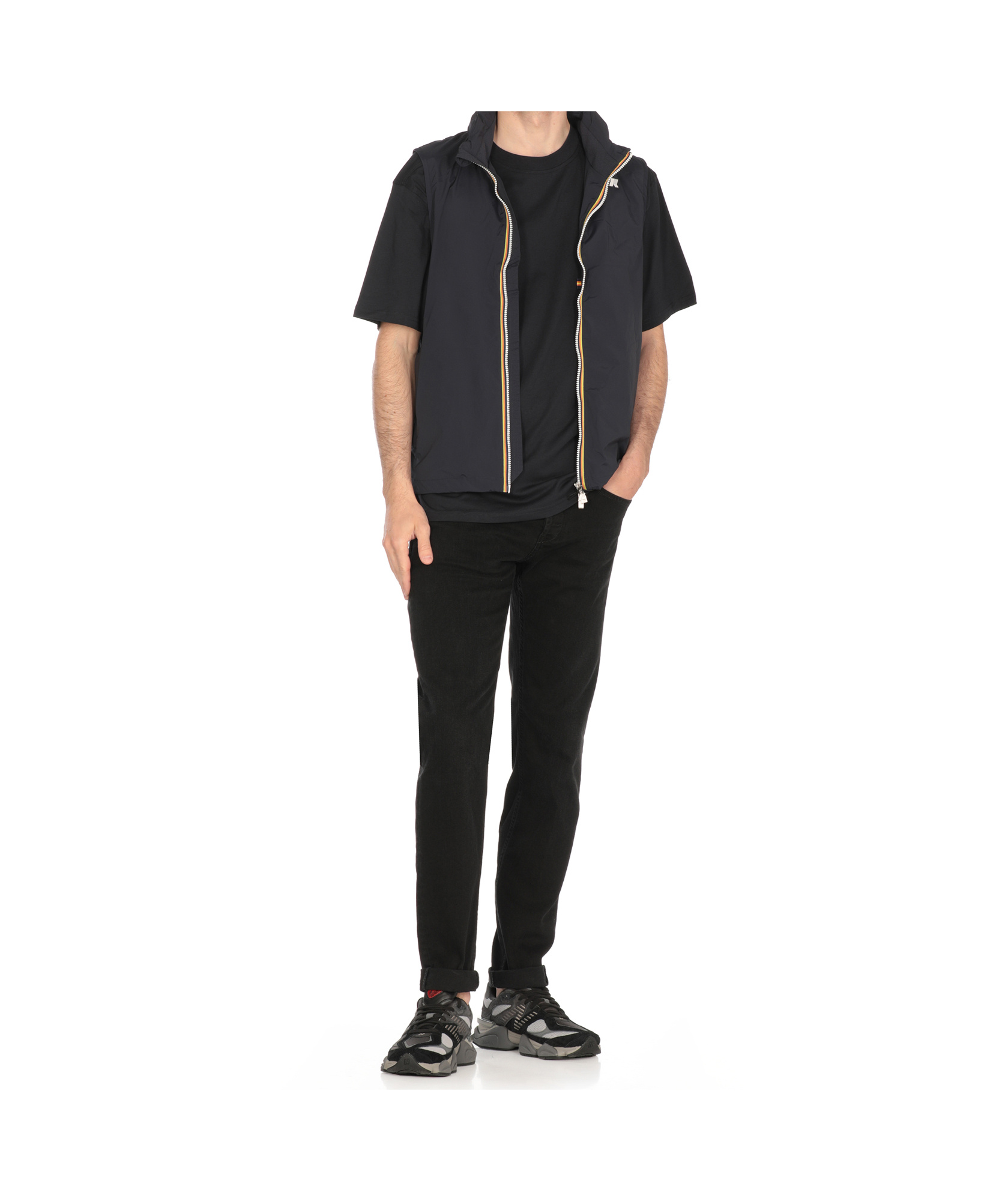 K-way Technical Fabric Jacket With Removable Hood In Black