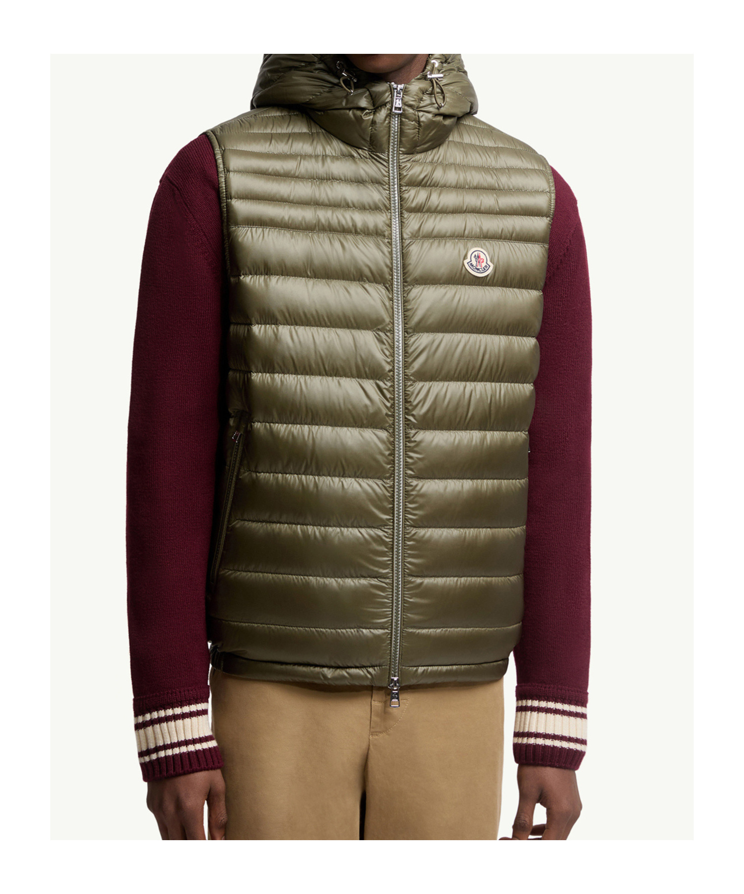 Moncler Mens Olive Orant Padded Nylon-down Gilet In Green
