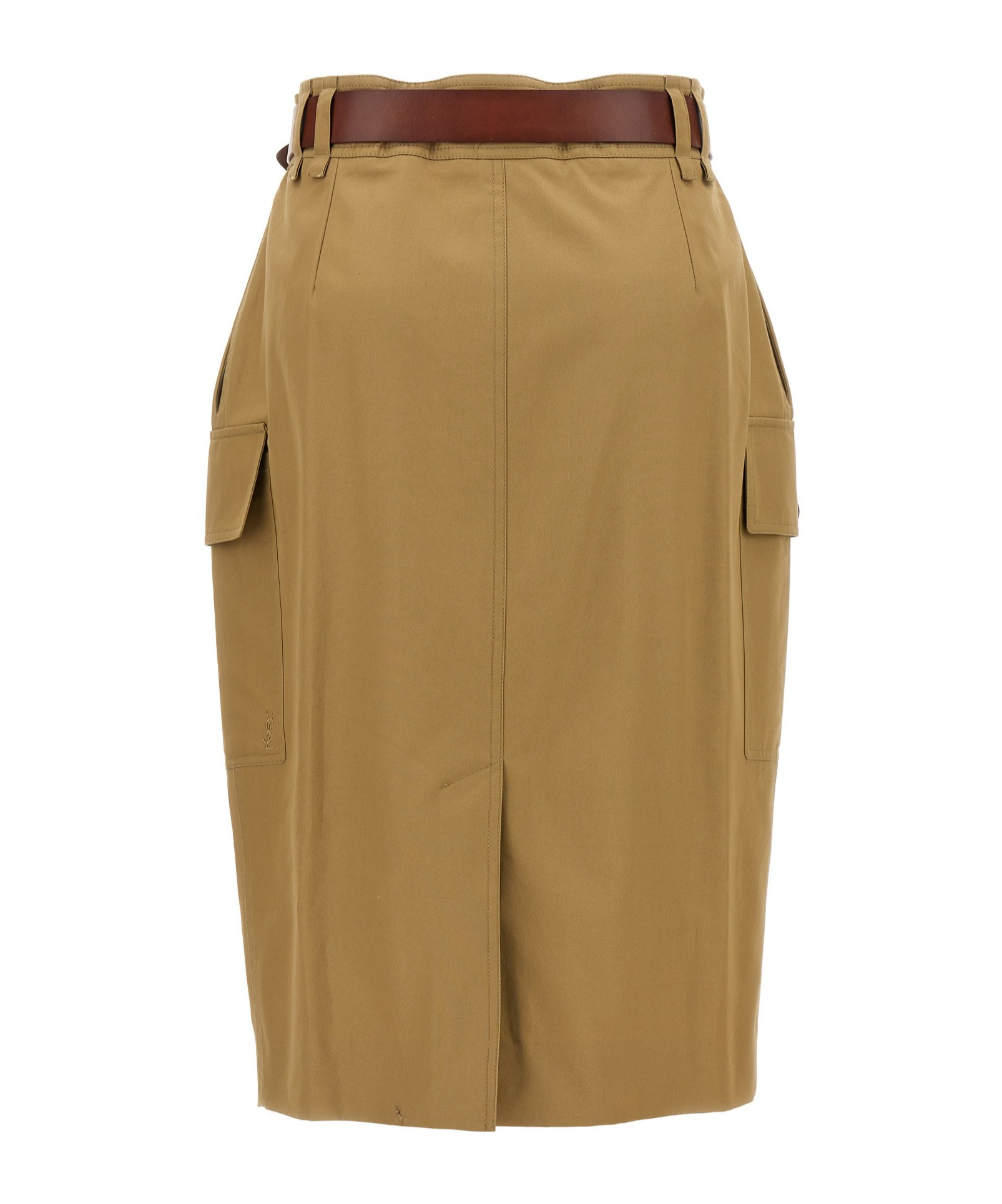 Saint Laurent Paris Women Gonna A Matita Cassandre In Twill Di Cotone In Brown