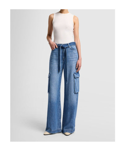 7 For All Mankind Strap-up Jeans Pants In Blue