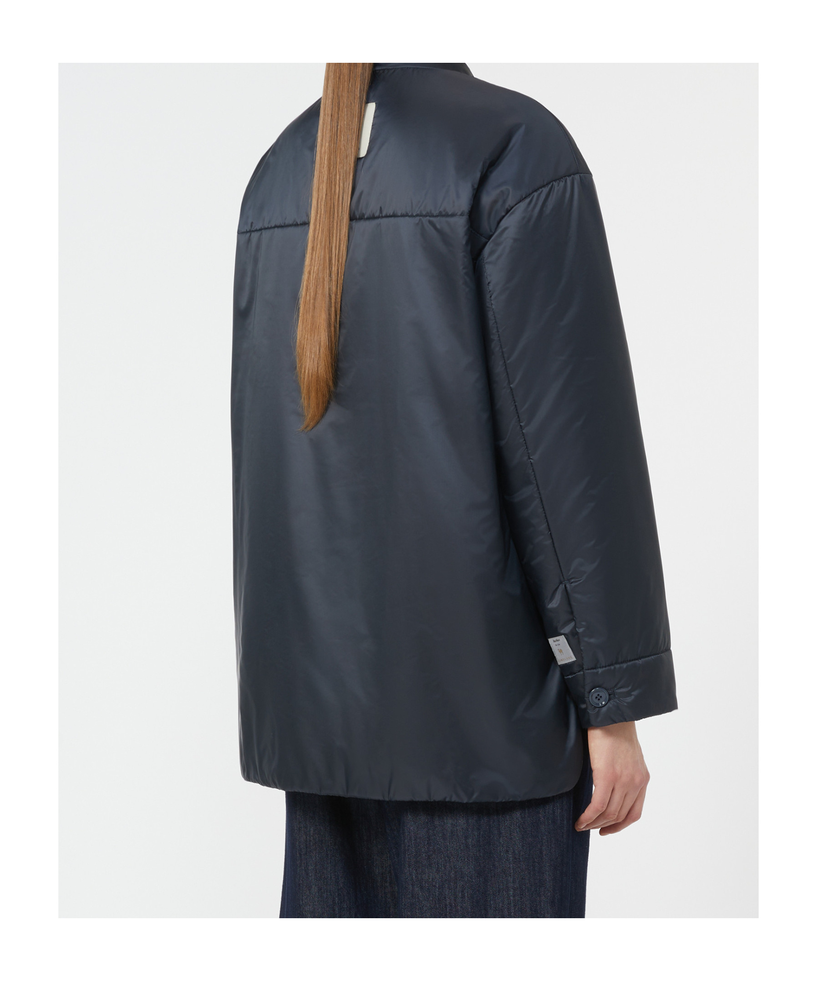 Max Mara Padded Shirt Jacket In Water-repellent Canvas In Blue