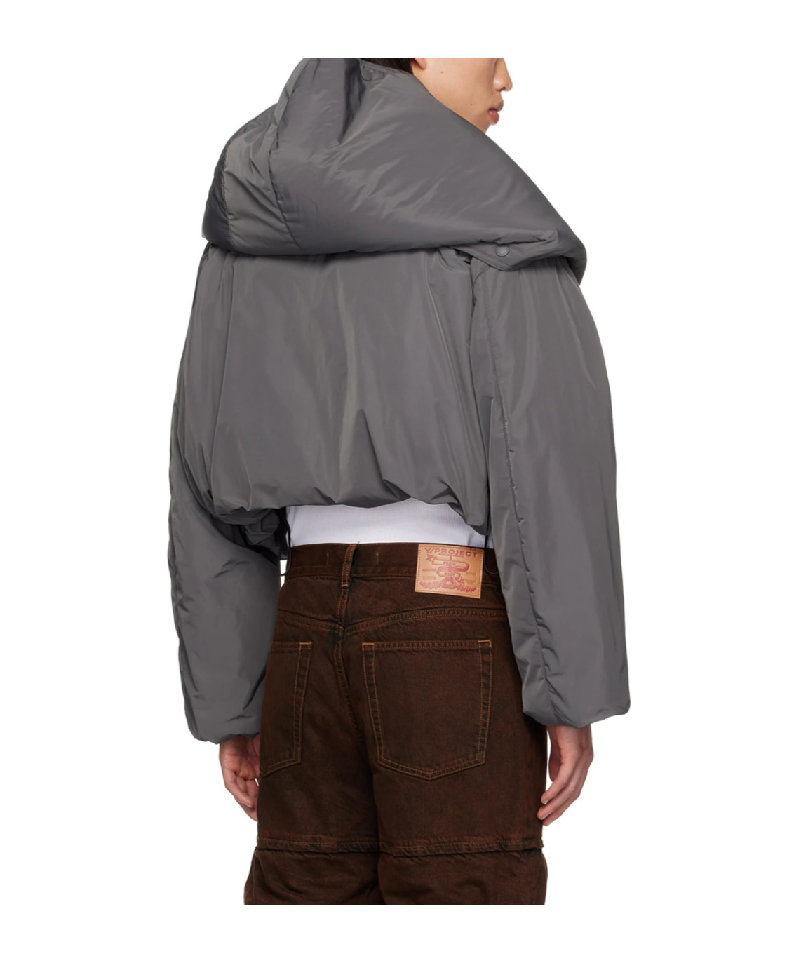 Y/project Gray Snap Off Puffer Jacket In Black