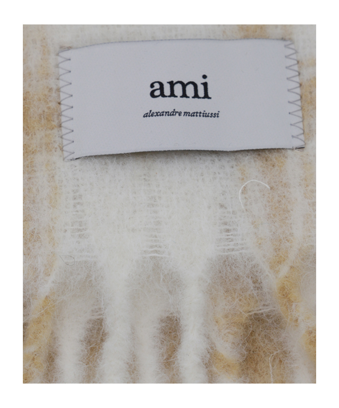 Ami Alexandre Mattiussi Ami Paris Checked Fringed Scarf In Gray