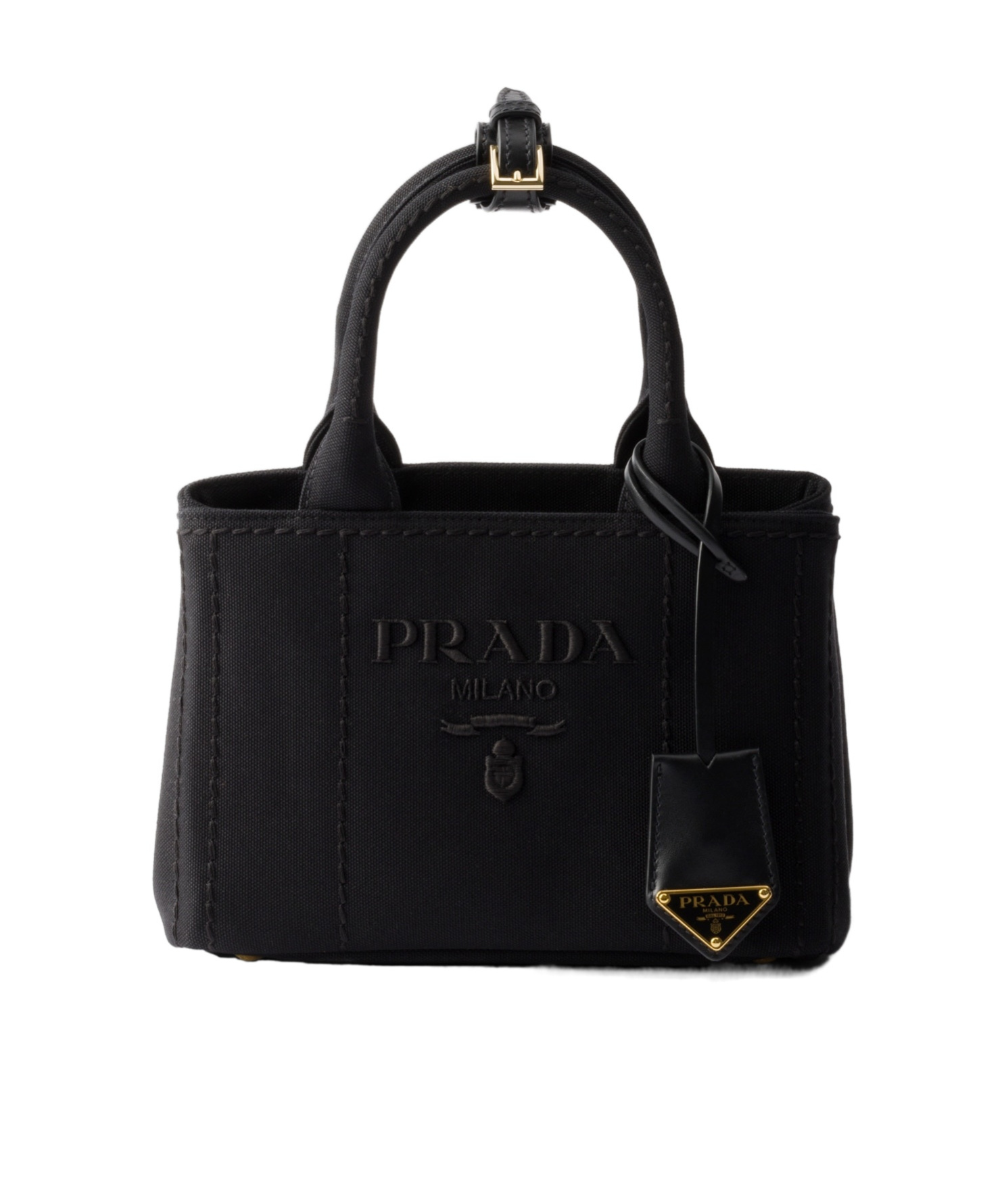 Prada Kleine Handtasche Aus Baumwoll-canvas In Black