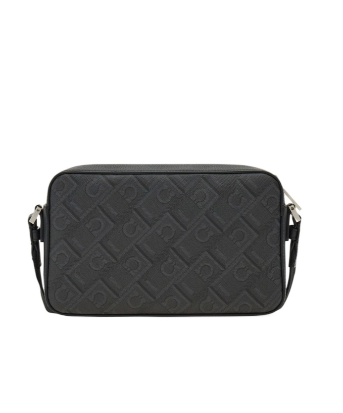 Shop Ferragamo Monogram Jacquard Zipped Shoulder Bag In Black