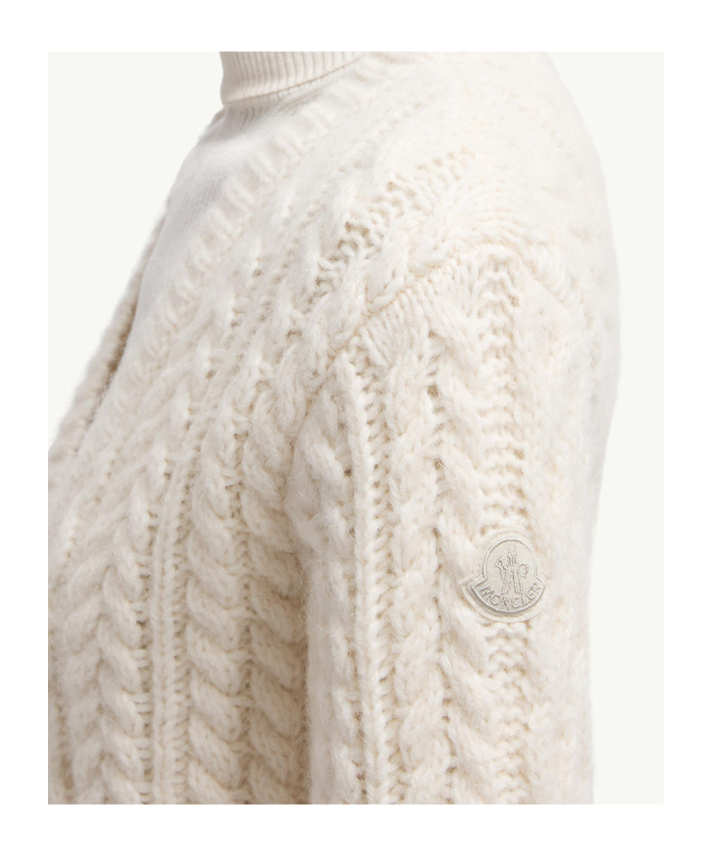 Moncler Ivory Alpaca Blend Cardigan In White
