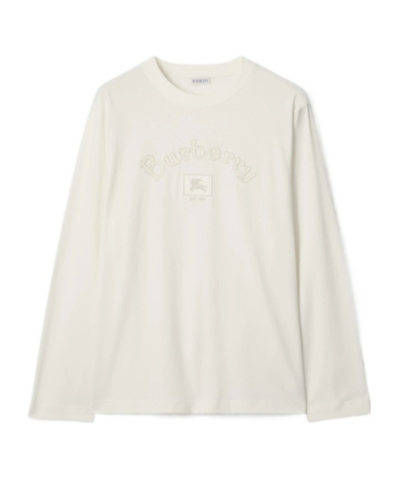 Burberry Long-sleeve Gothic Logo Cotton T-shirt In White