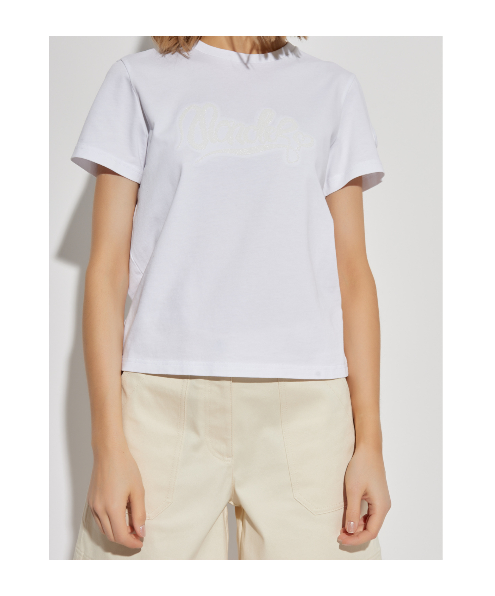 Moncler Open-necked Black Shirt In White