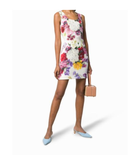 Dolce & Gabbana Floral Print Mini Dress In White