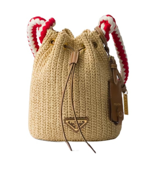 Prada Womens Neutral Crochet Mini Bucket Bag