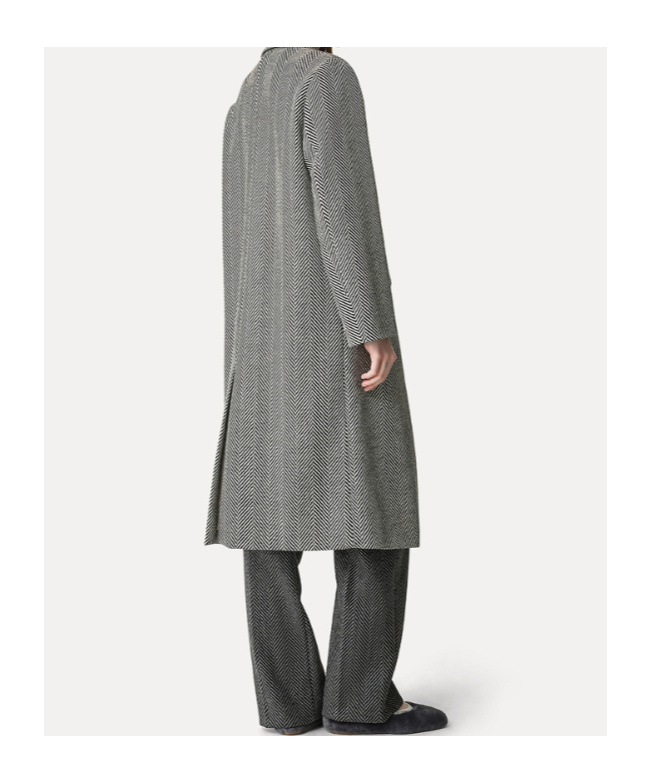Forte Forte Wool Coat With Chevron Patterning In Gray