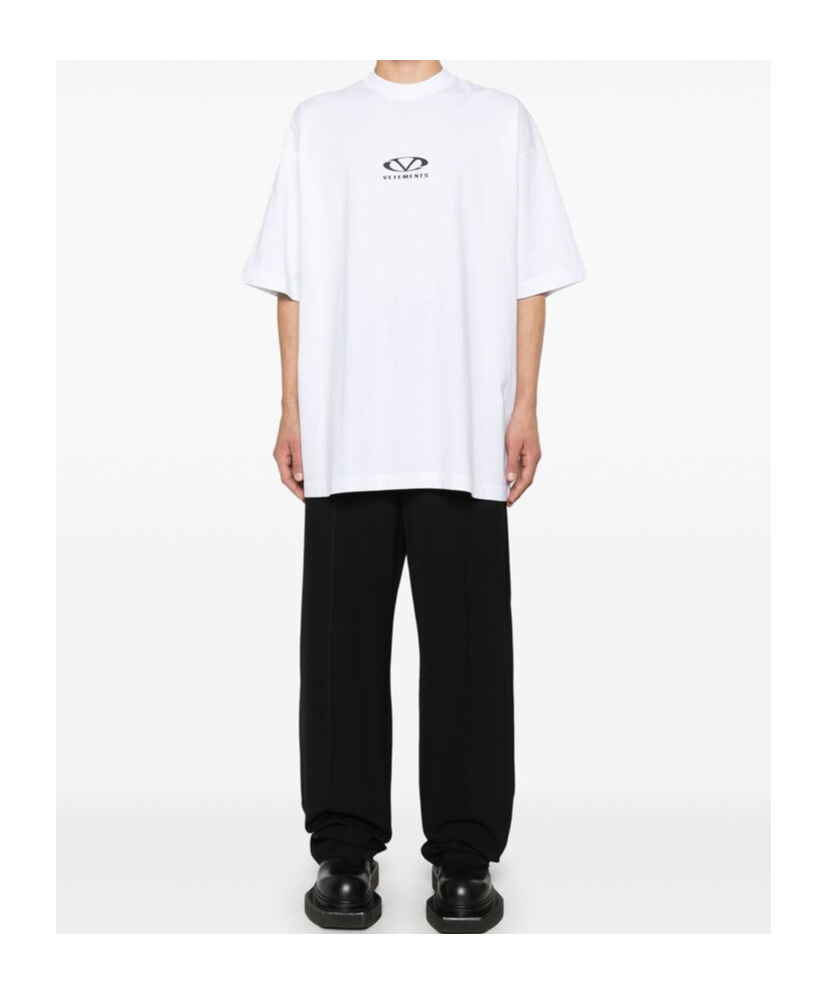 Vetements Short Sleeves Unisex Cotton Blend T-shirt In White