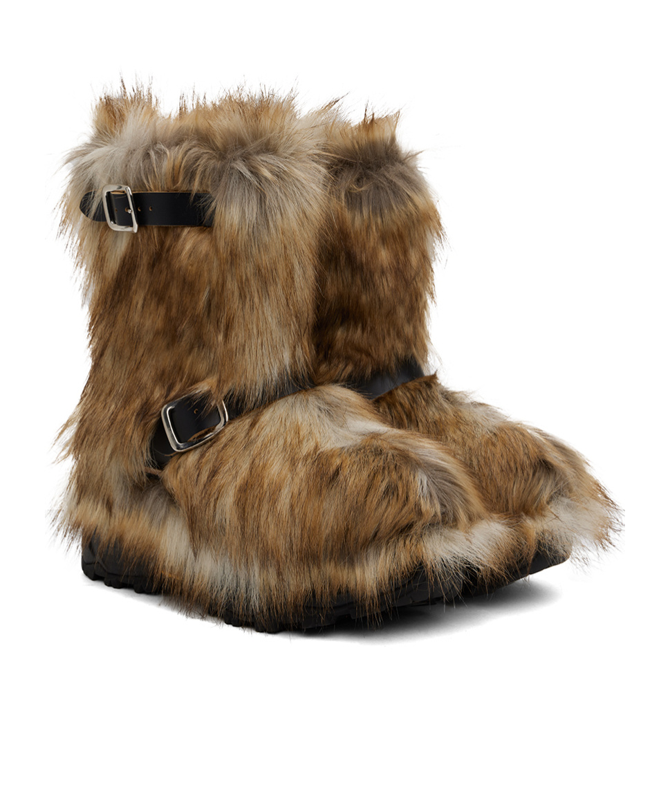 Sacai Round Toe Ankle Boots In Brown
