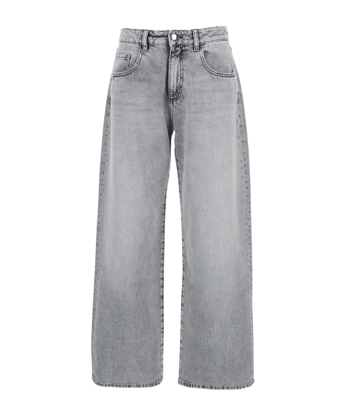 Icon Denim Bea Grey Jeans With Belt Loops And Logo Patch On The Rear In Denim Woman