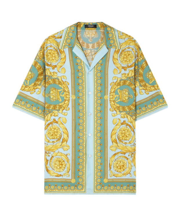 Versace Baroque Print Front Pocket Short Sleeves Shirt In Multi