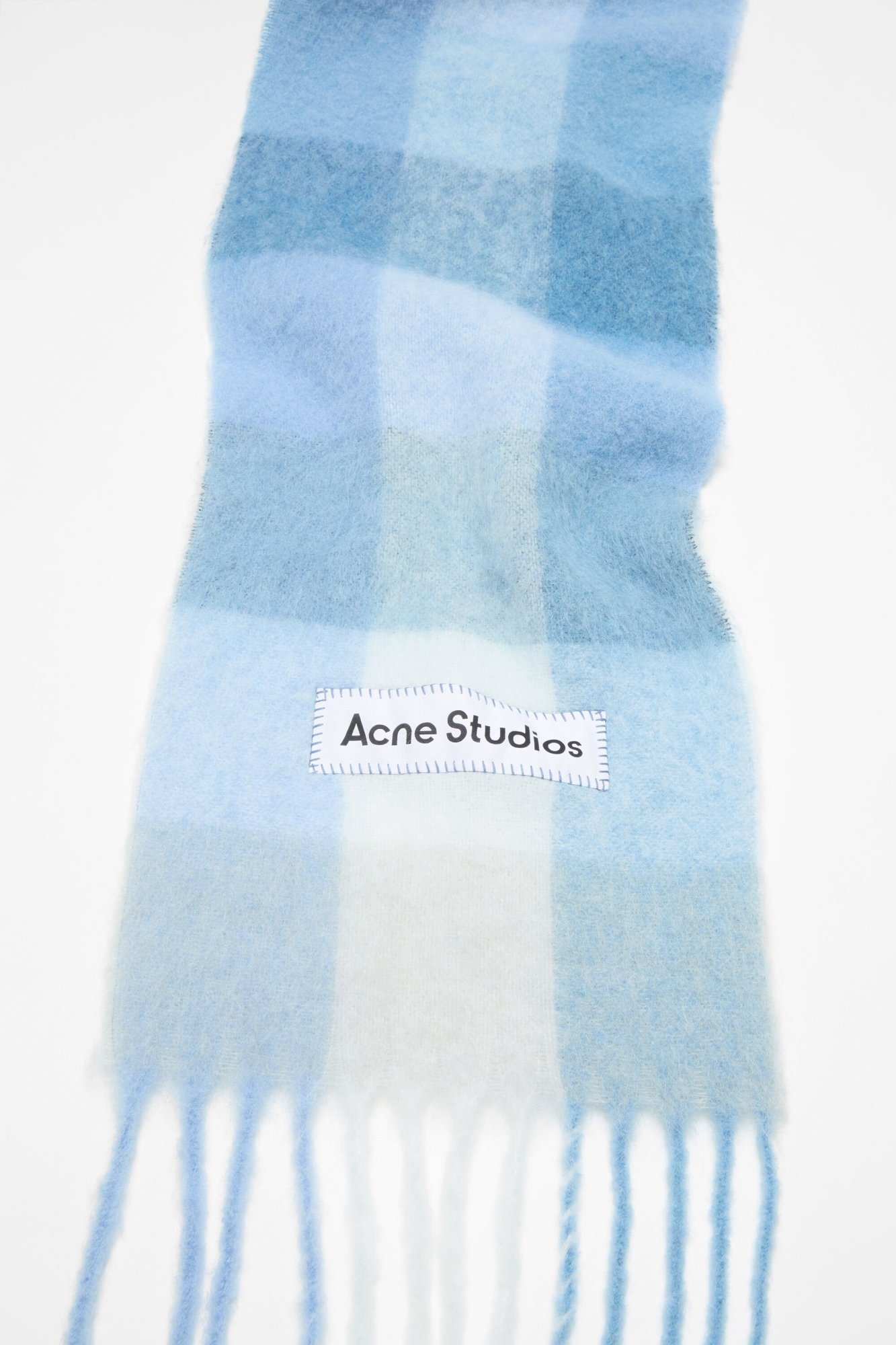 Acne Studios Mohair Check Scarf In Blue