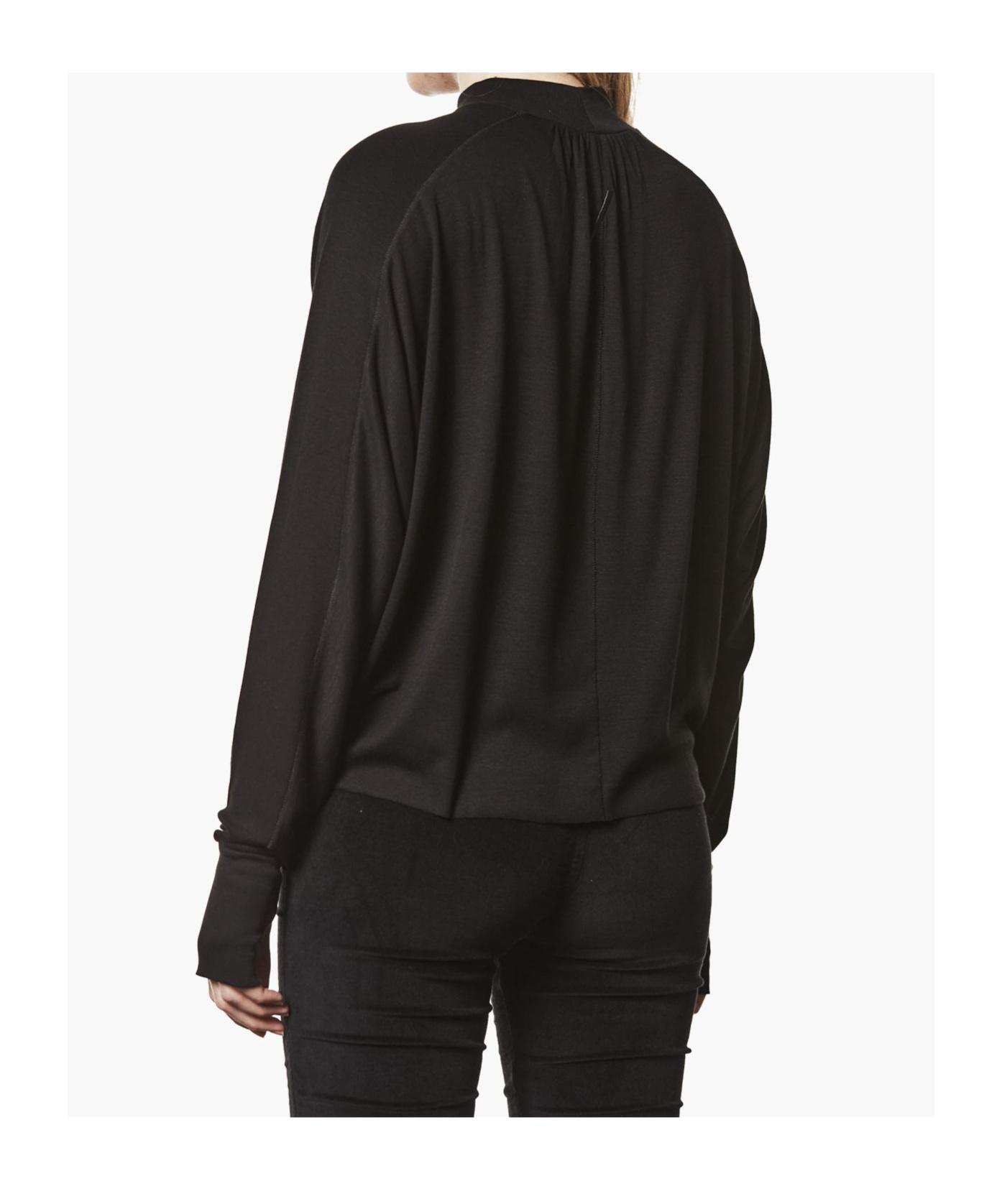 Thom Krom Oversized Viscose Stretch Mock Neck Long-sleeve Top In Black