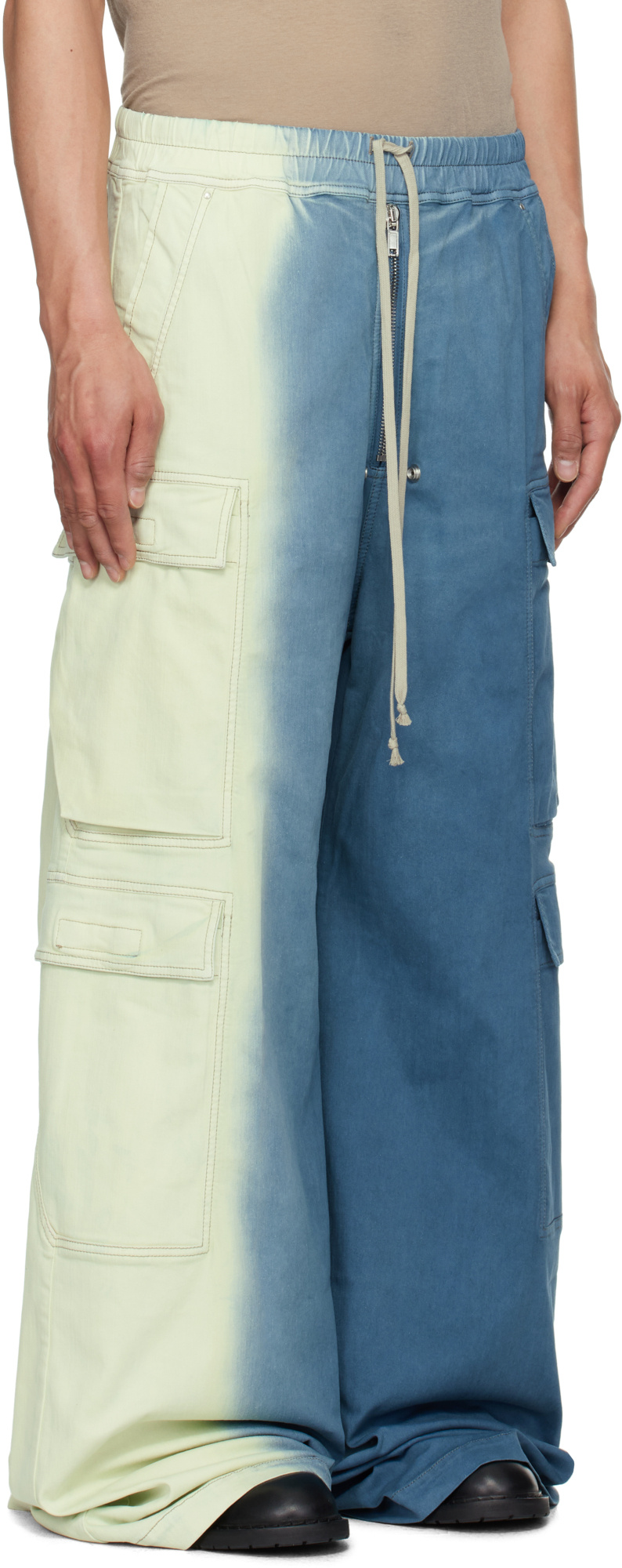 Rick Owens Drkshdw Elastic Waist Denim Overalls In Gray/blue