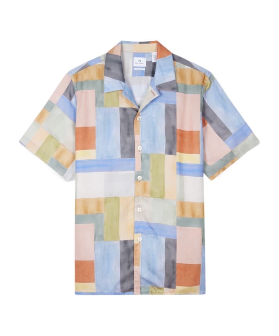 PAUL SMITH COLOURBLOCK-PRINT SHORT-SLEEVE SHIRT