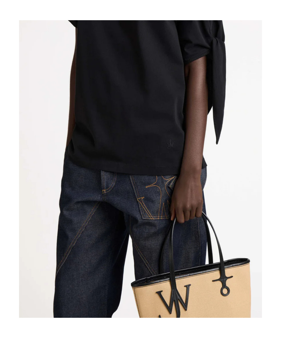 Jw Anderson Womens Knotted Sleeve T-shirt In Black In Black