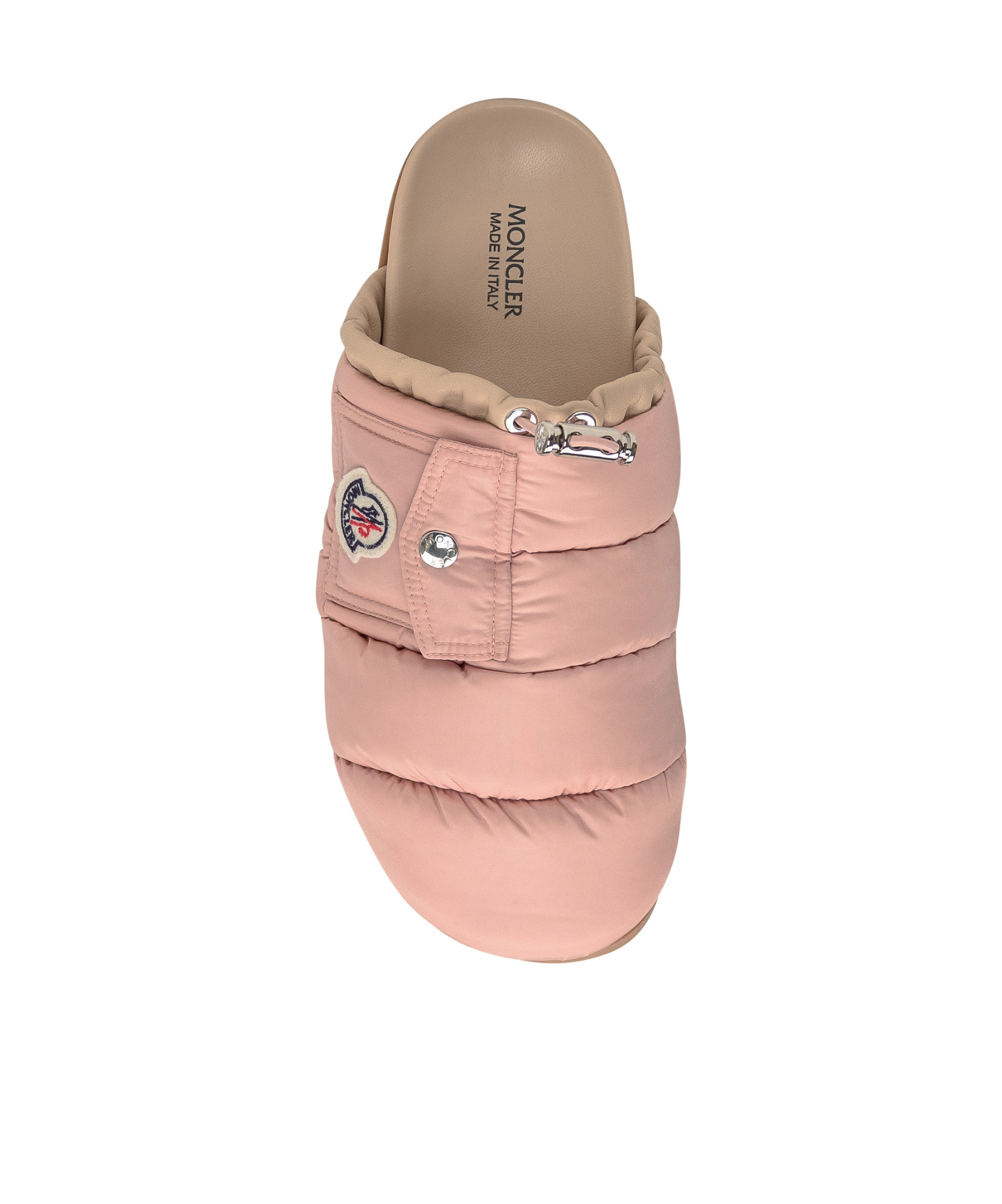 Shop Moncler Logo Slippers In Nude