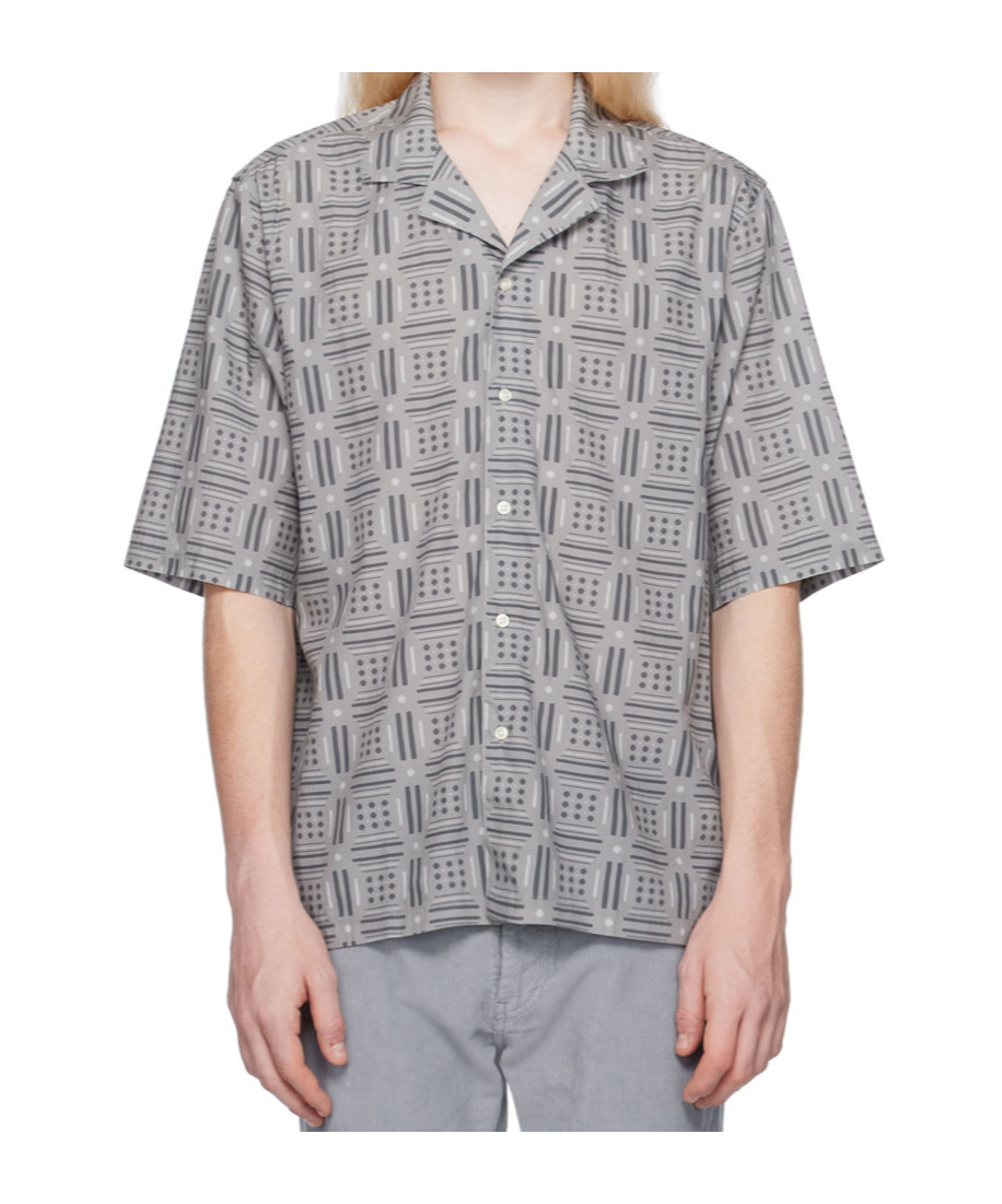 Officine Generale Patterned Shirt In Gray
