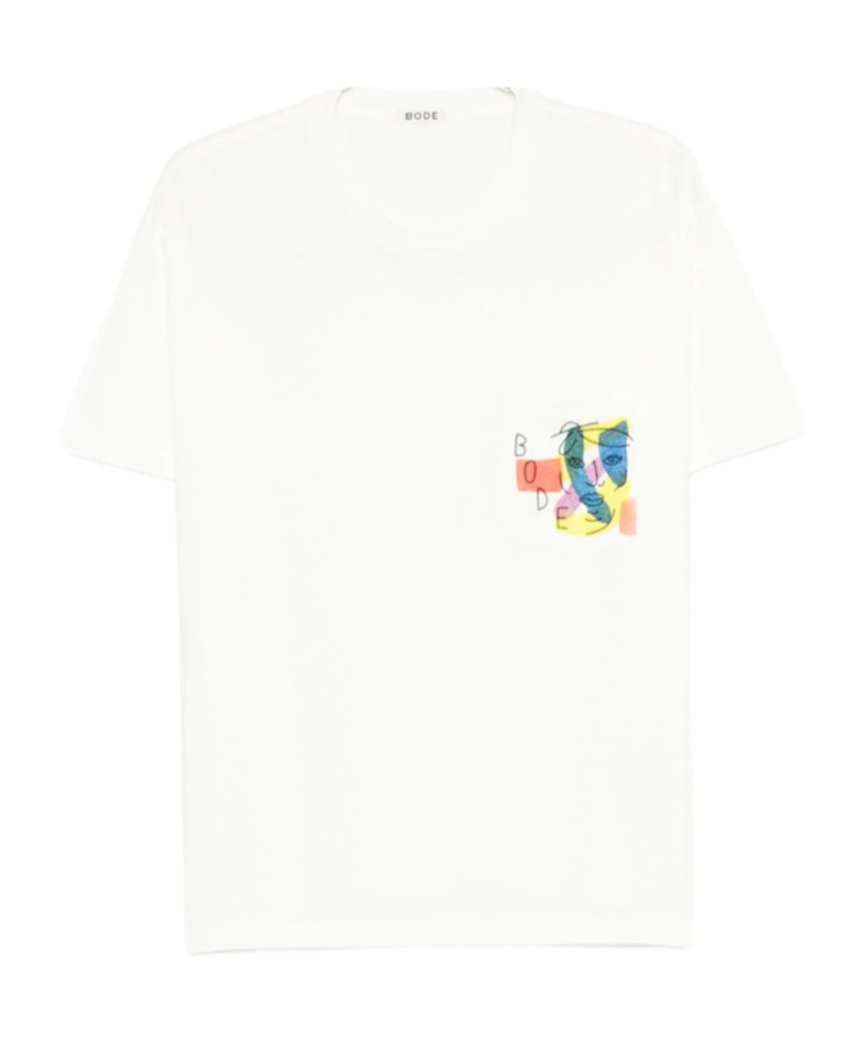 Bode Abstract-print Pocket T-shirt In White