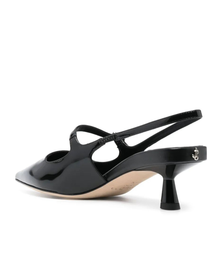 Jimmy Choo Patent Leather Slingback With Back Monogram In Black