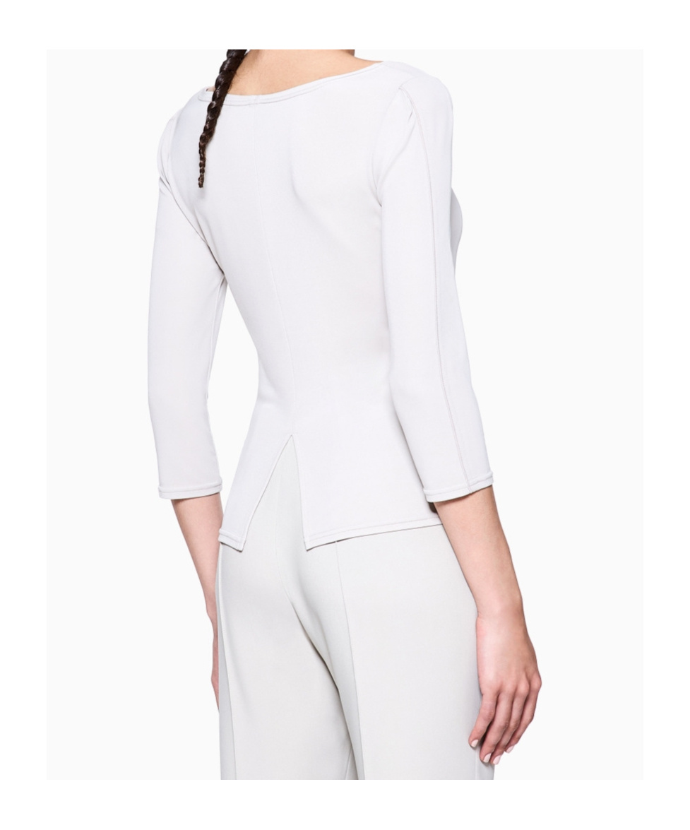 Giorgio Armani Viscose Jersey Jumper With An Asymmetric Neckline In White