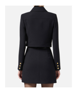 Elisabetta Franchi Cropped Jacket With Contrast Panels And Pockets In Black