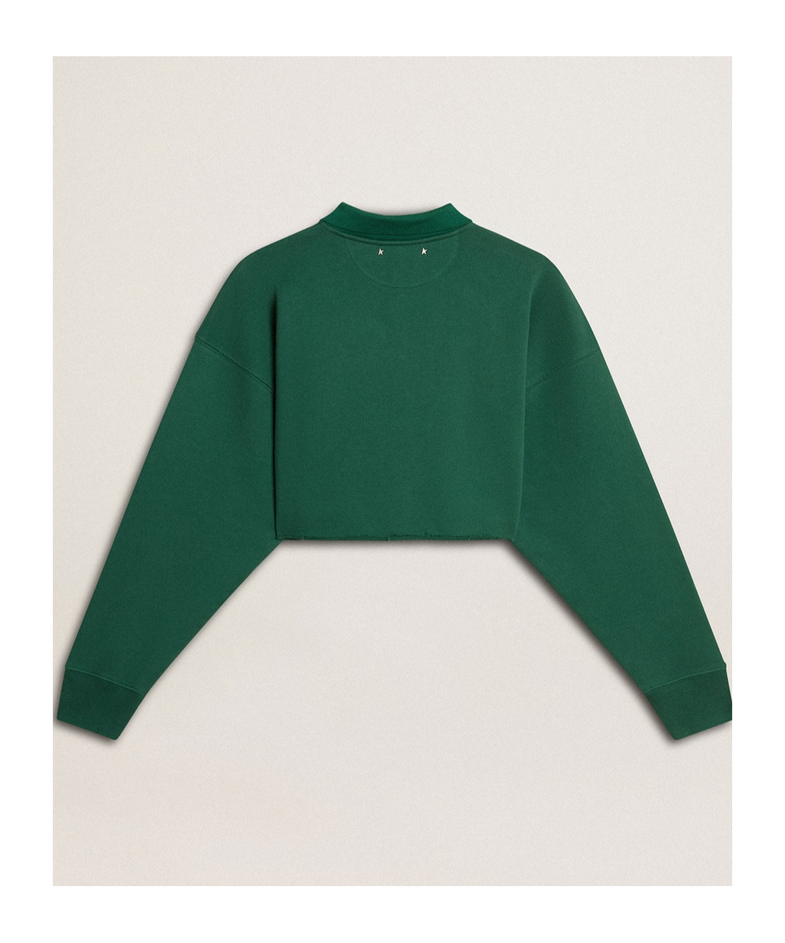 Golden Goose Journey Crop Graphic Polo Sweatshirt In Green