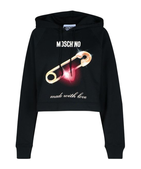 Moschino Printed Cotton Jersey Hooded Sweatshirt In Black