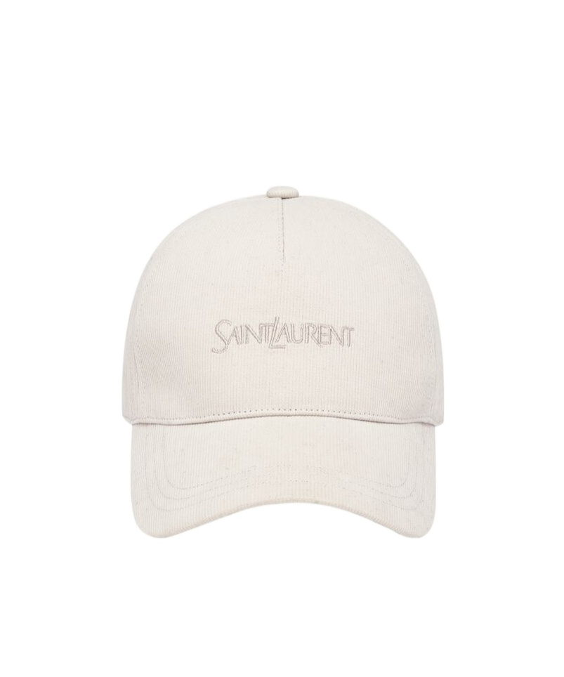 SAINT LAURENT SAINT LAURENT LOGO EMBROIDERED CORDUROY BASEBALL CAP