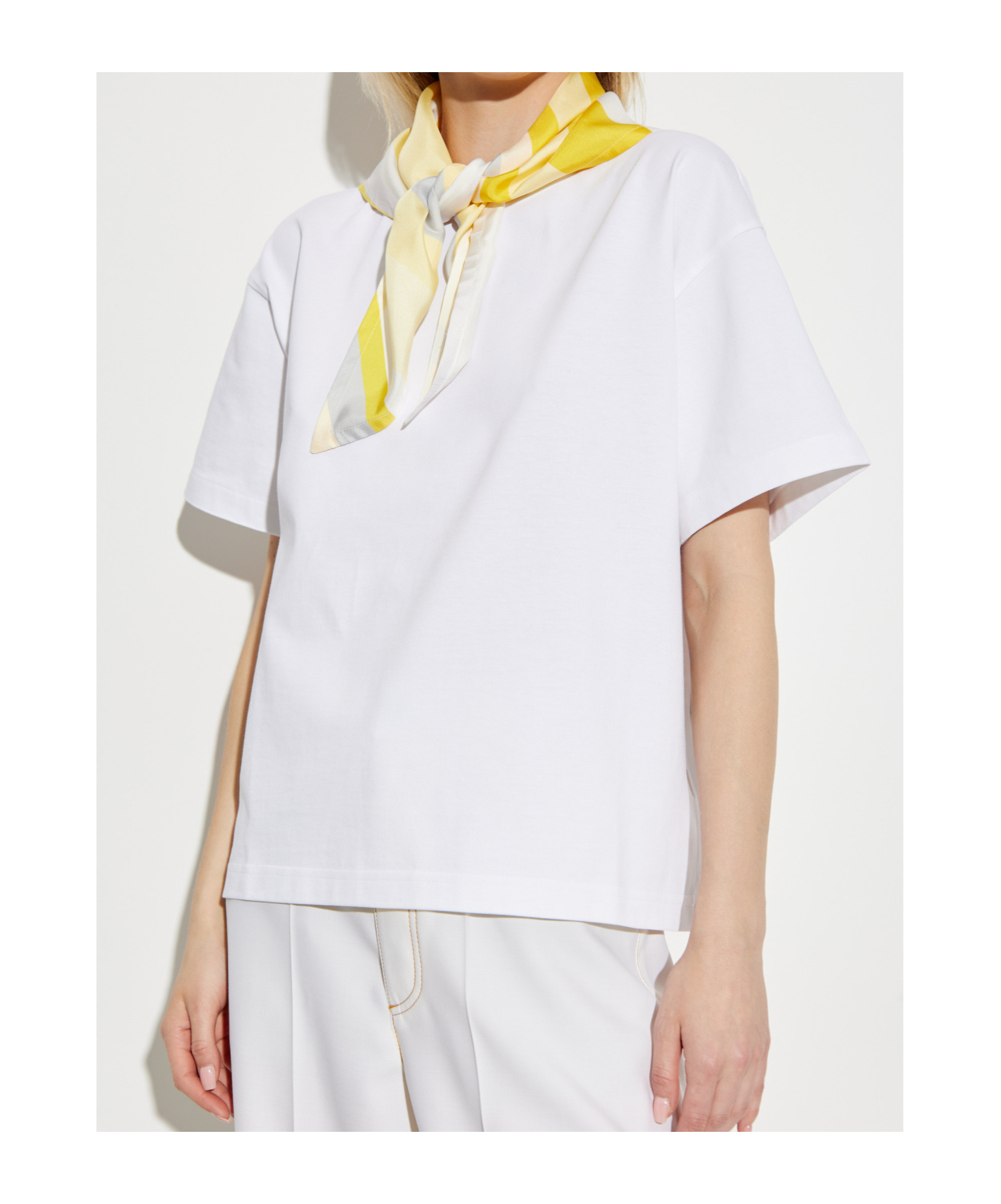 Bottega Veneta Women White T-shirt With Silk Scarf In White