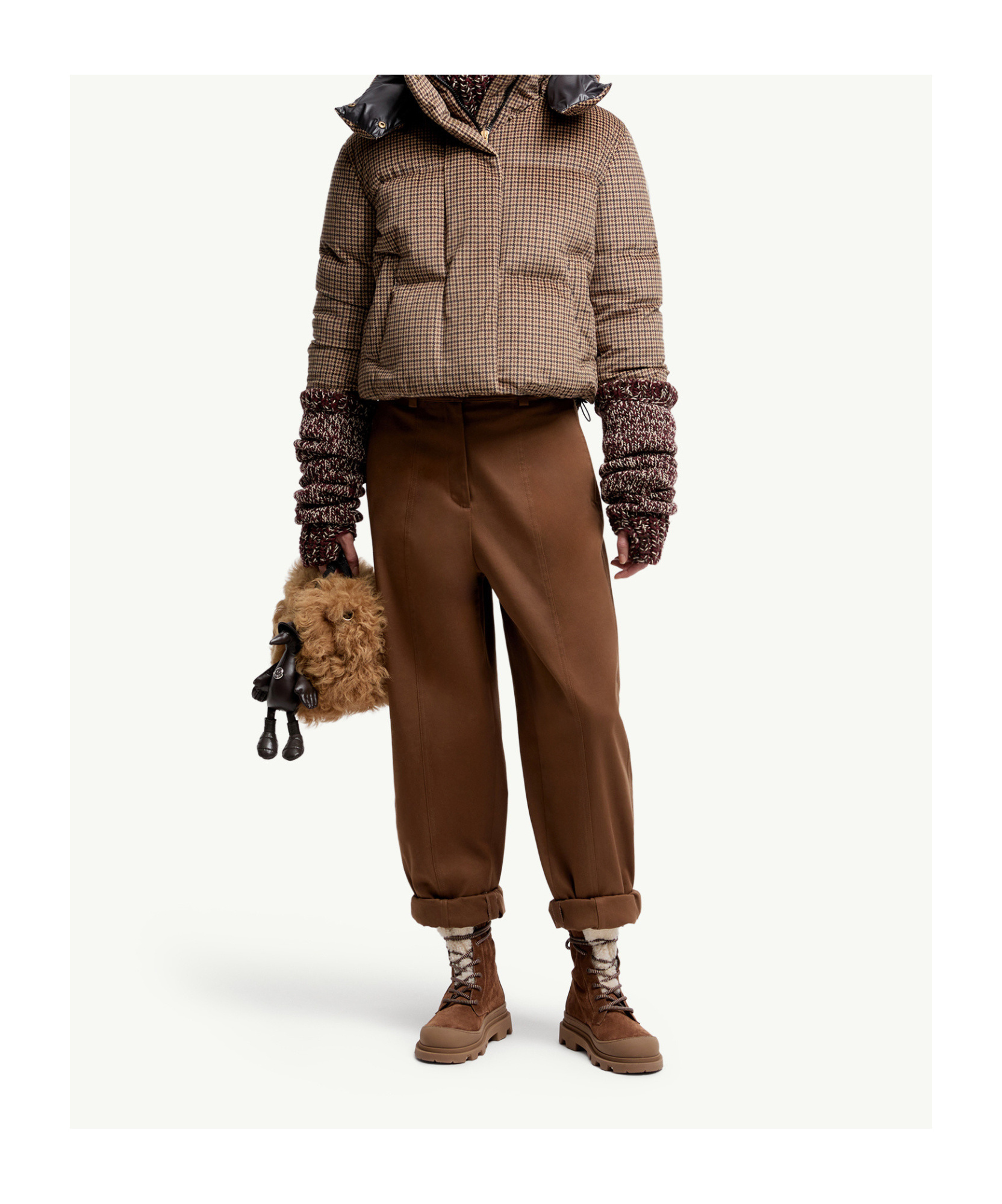Moncler Quierzy Hooded Short Down Jacket In Brown