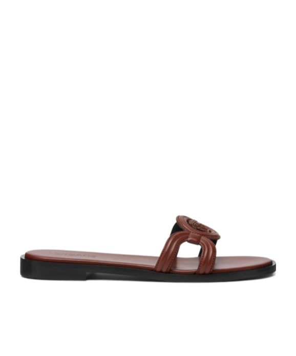 Versace Round Head Slippers In Black