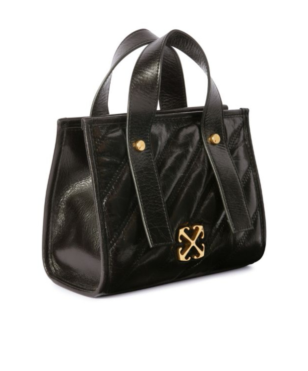 Off-white Logo-plaque Quilted Tote Bag In Black