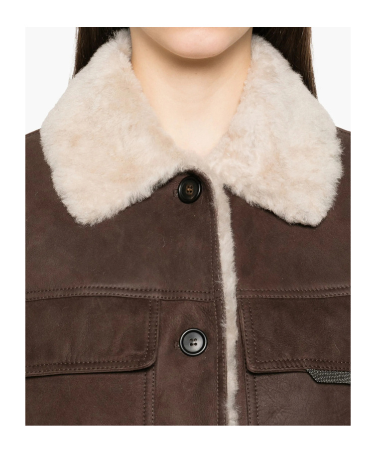 Shop Brunello Cucinelli Shearling-collar Gilet