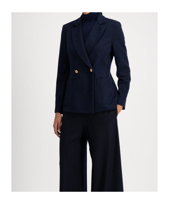 Harris Wharf London Double Breasted Jacket With Vichy Pattern In Wool Blend In Black